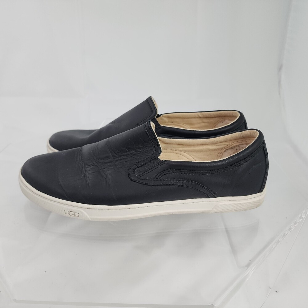 UGG 1093129 Women 11 Black Leather Low Top Slip On Shoes/Sneakers